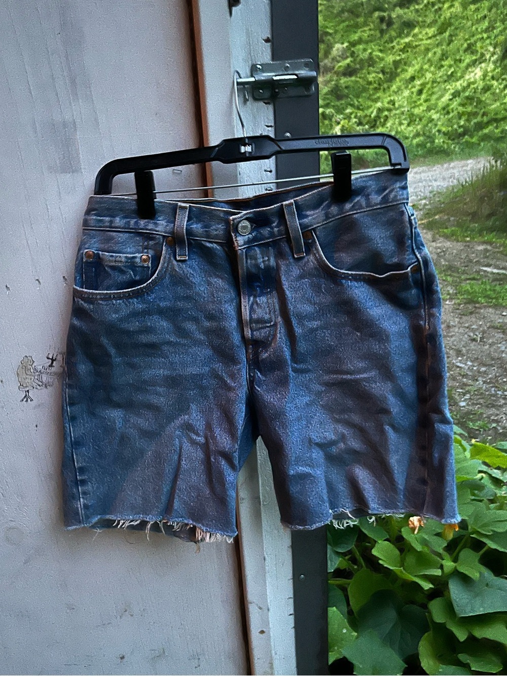 Levi's Distressed Blue Denim Cutoff Shorts